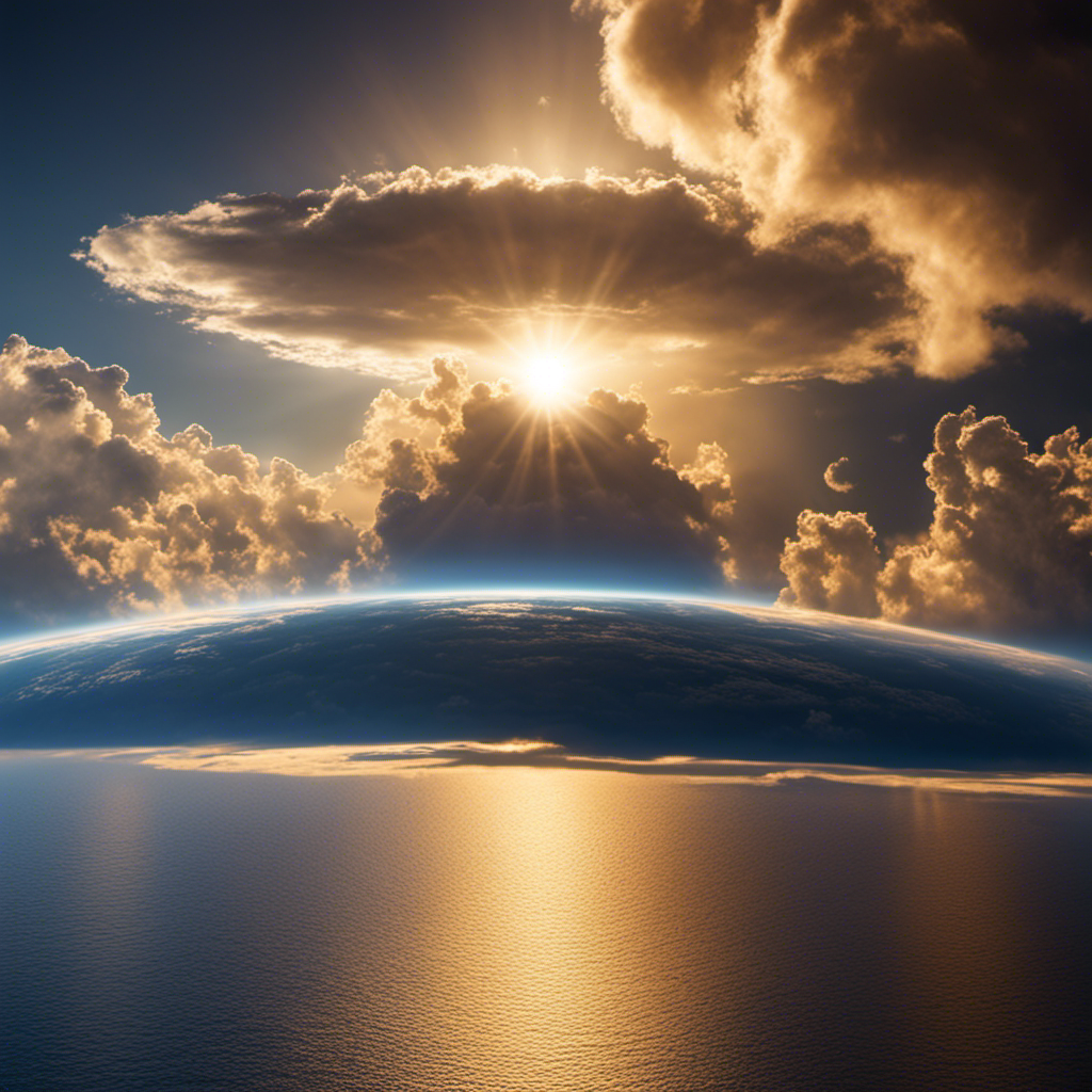 An image showcasing the Earth's atmosphere adorned with fluffy white clouds