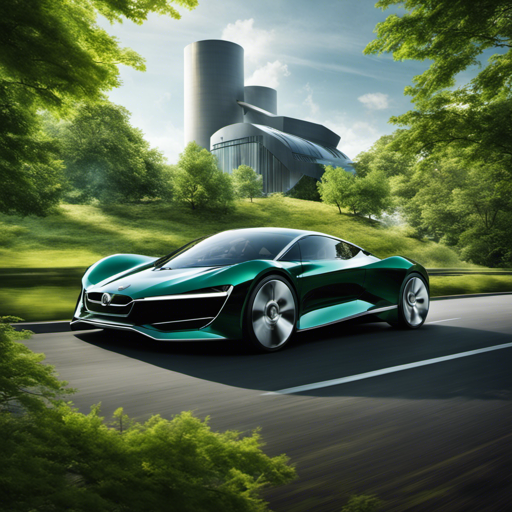 An image featuring a sleek, futuristic car powered by biomass