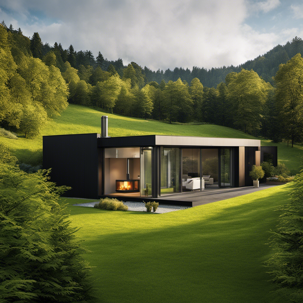An image featuring a modern house enveloped in a lush, green landscape