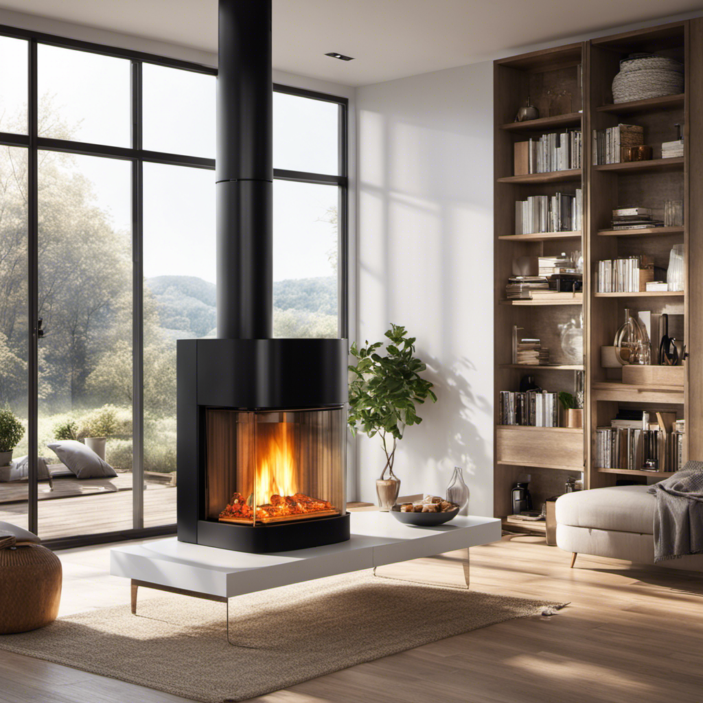An image showcasing a cozy home interior with a modern fireplace