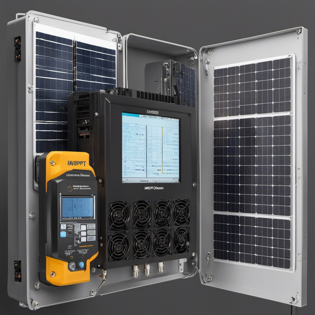 An image showcasing a solar panel system with two separate charge controllers: one MPPT (Maximum Power Point Tracking) and one PWM (Pulse Width Modulation)