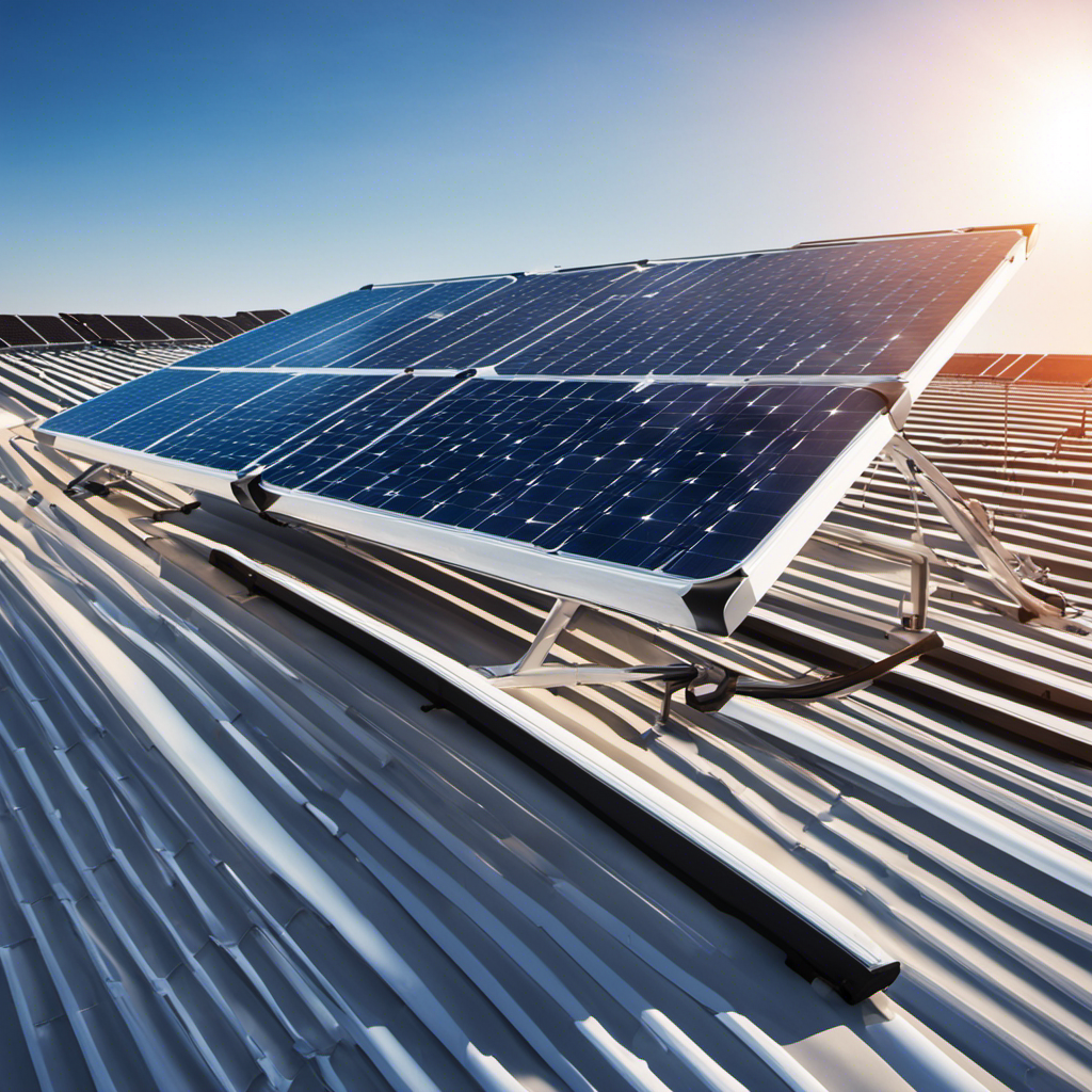 An image showcasing a sleek, modern solar panel array on a rooftop, flawlessly capturing sunlight against a clear blue sky, while a stylized thermometer reveals rising temperatures, symbolizing efficient solar heating