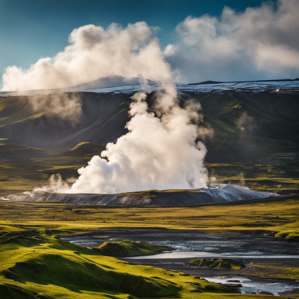 An image showcasing the breathtaking geothermal energy landscape of Iceland, where natural resources are harnessed to power the nation