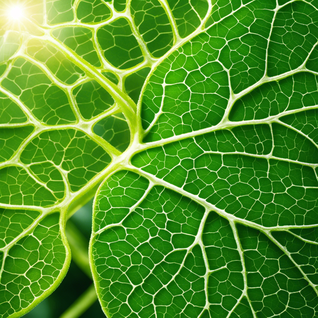 An image showcasing a vibrant green leaf bathed in sunlight, with intricate networks of chloroplasts absorbing solar energy, while simultaneously illustrating glucose molecules being synthesized within the leaf's cells