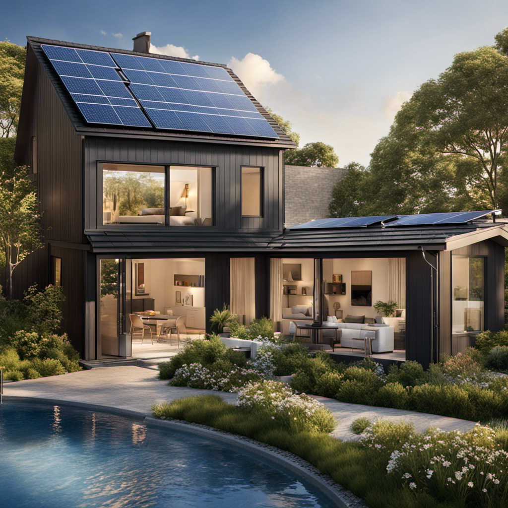 An image showcasing a sunny rooftop adorned with sleek solar panels, effortlessly harnessing the sun's rays
