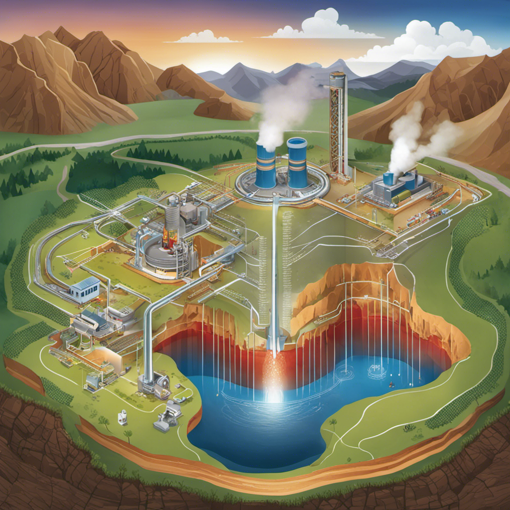 An intricate diagram showcasing the process of harnessing geothermal energy
