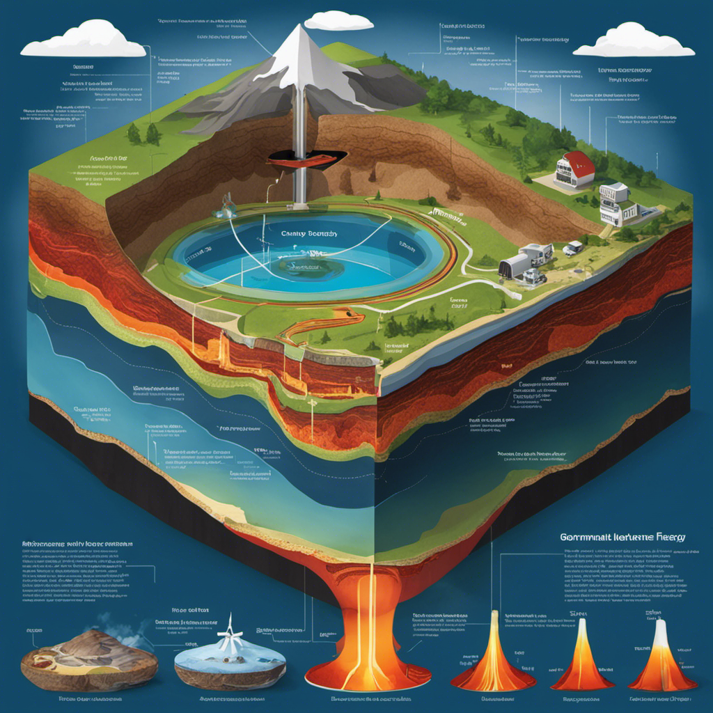 An image depicting a cross-section of the Earth's layers, showcasing the geothermal energy process