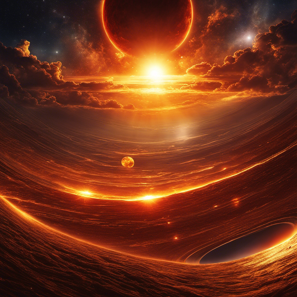 An image showcasing the intricate journey of solar energy, starting from the vast, fiery sun