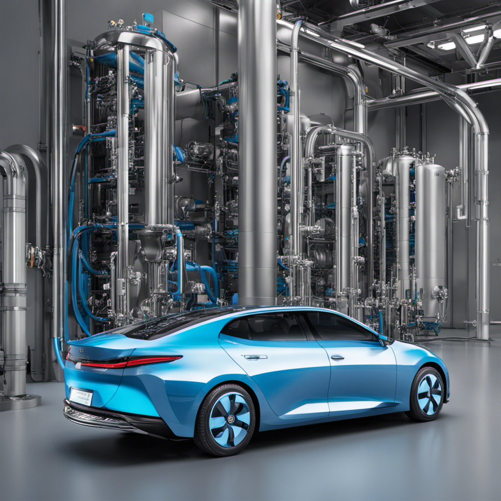 An image showcasing the intricate process of how hydrogen fuel cell vehicles operate