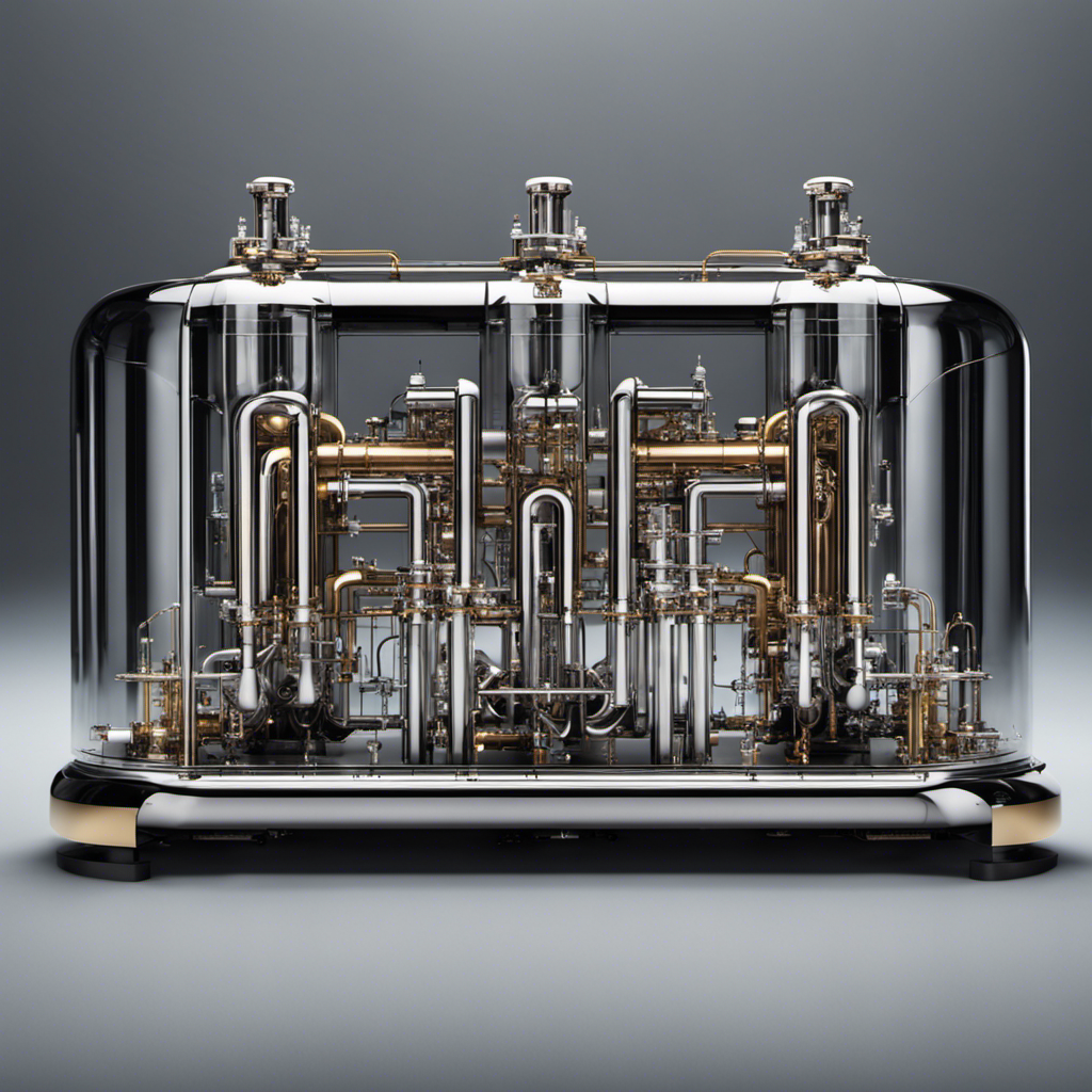 An image depicting a clear glass cylinder filled with hydrogen gas at the center, surrounded by an intricate network of pipes and valves, leading to a sleek hydrogen-powered engine, showcasing the combustion process in motion