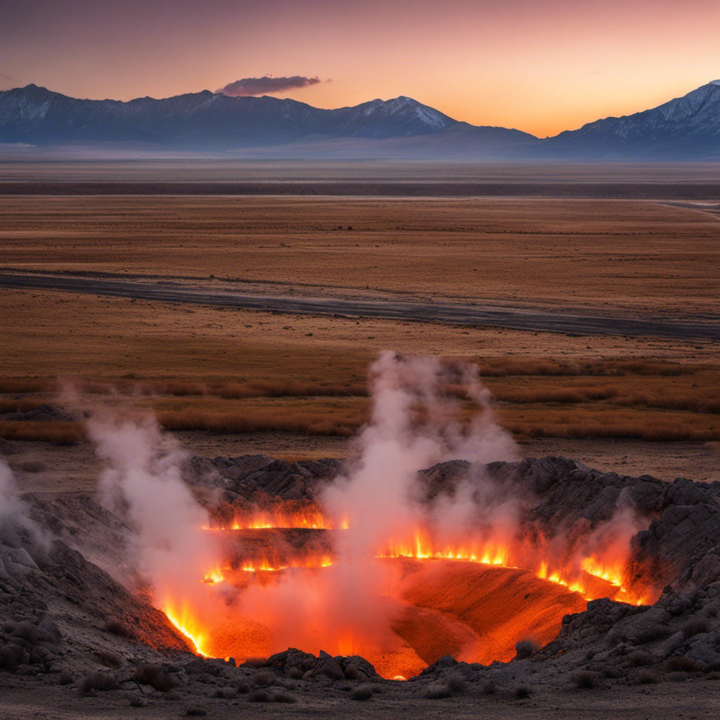 An image featuring a vast landscape with steam rising from the ground near Bishop, California