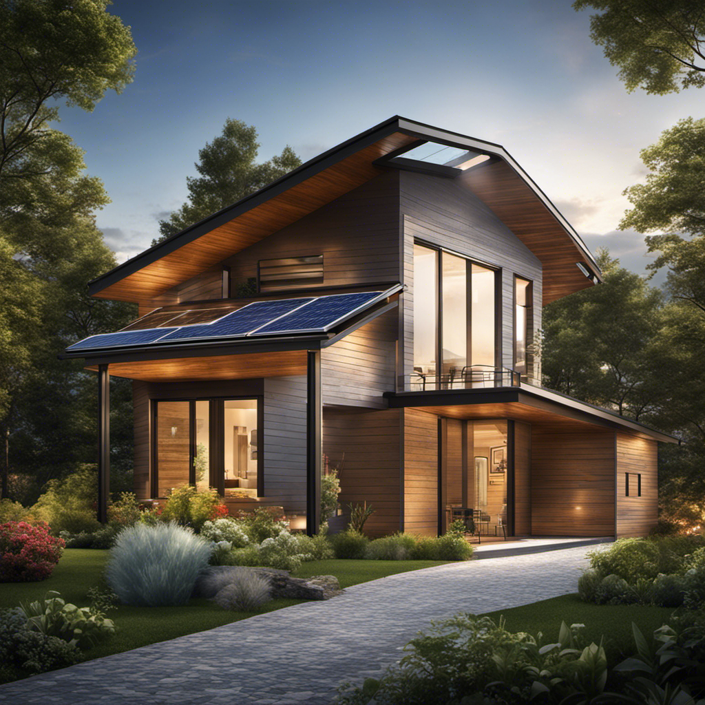 An image that depicts a modern household with solar panels on the roof, connected to geothermal energy systems below ground