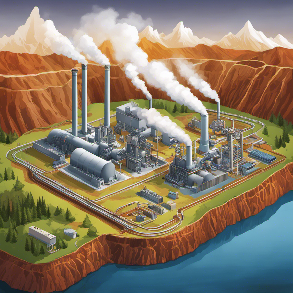 An image showcasing the intricate process of harnessing geothermal energy