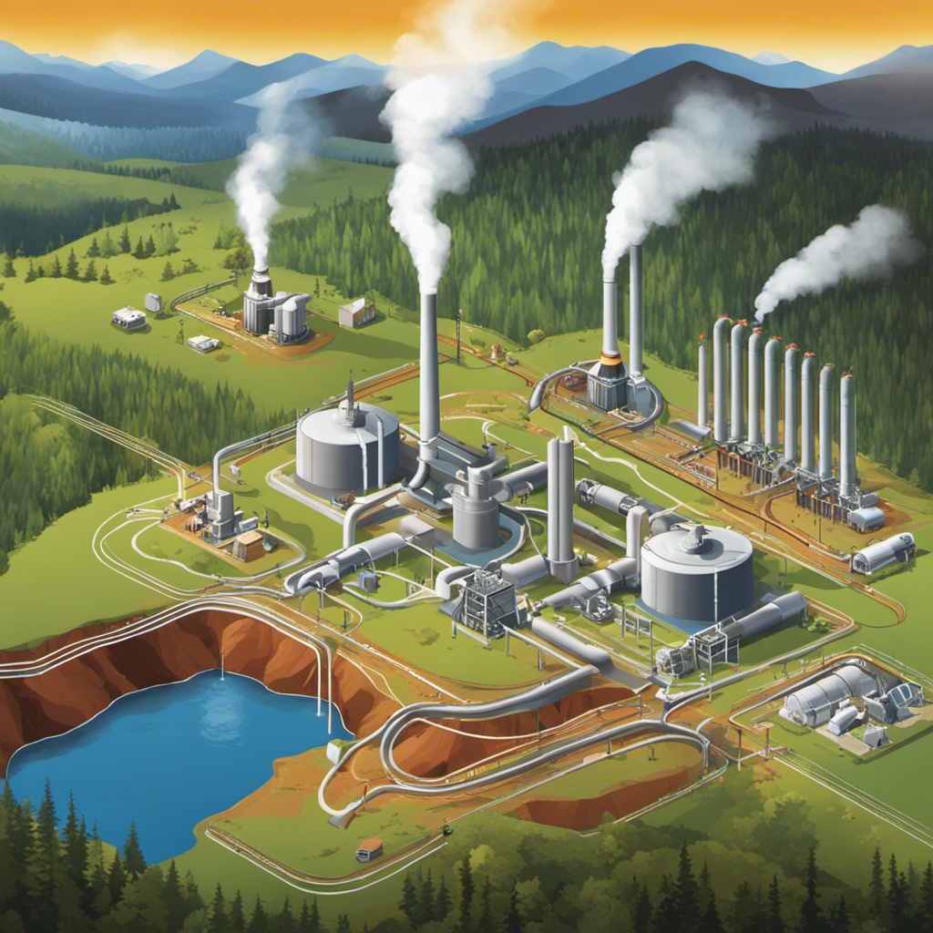 An image showcasing the process of converting geothermal energy into electricity