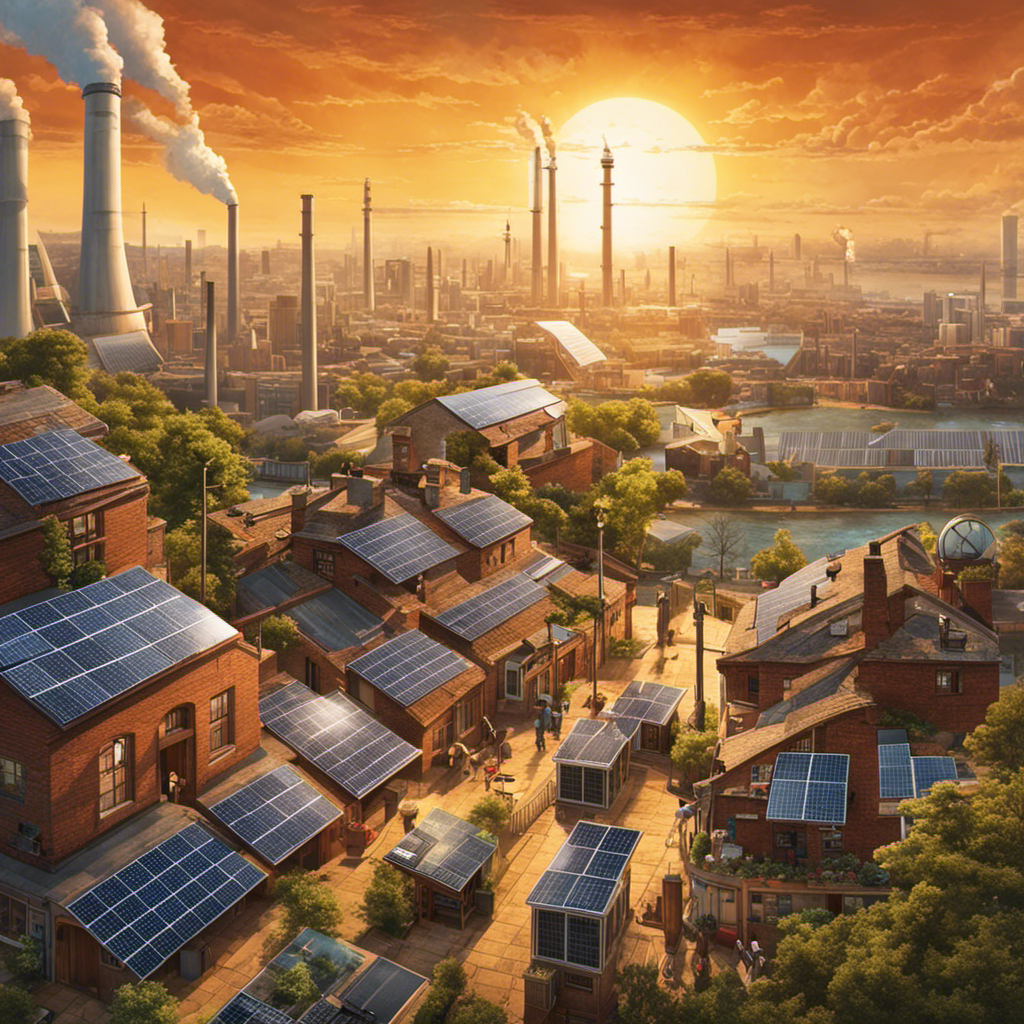 An image capturing the transformation from fossil fuel dependence to solar energy solutions