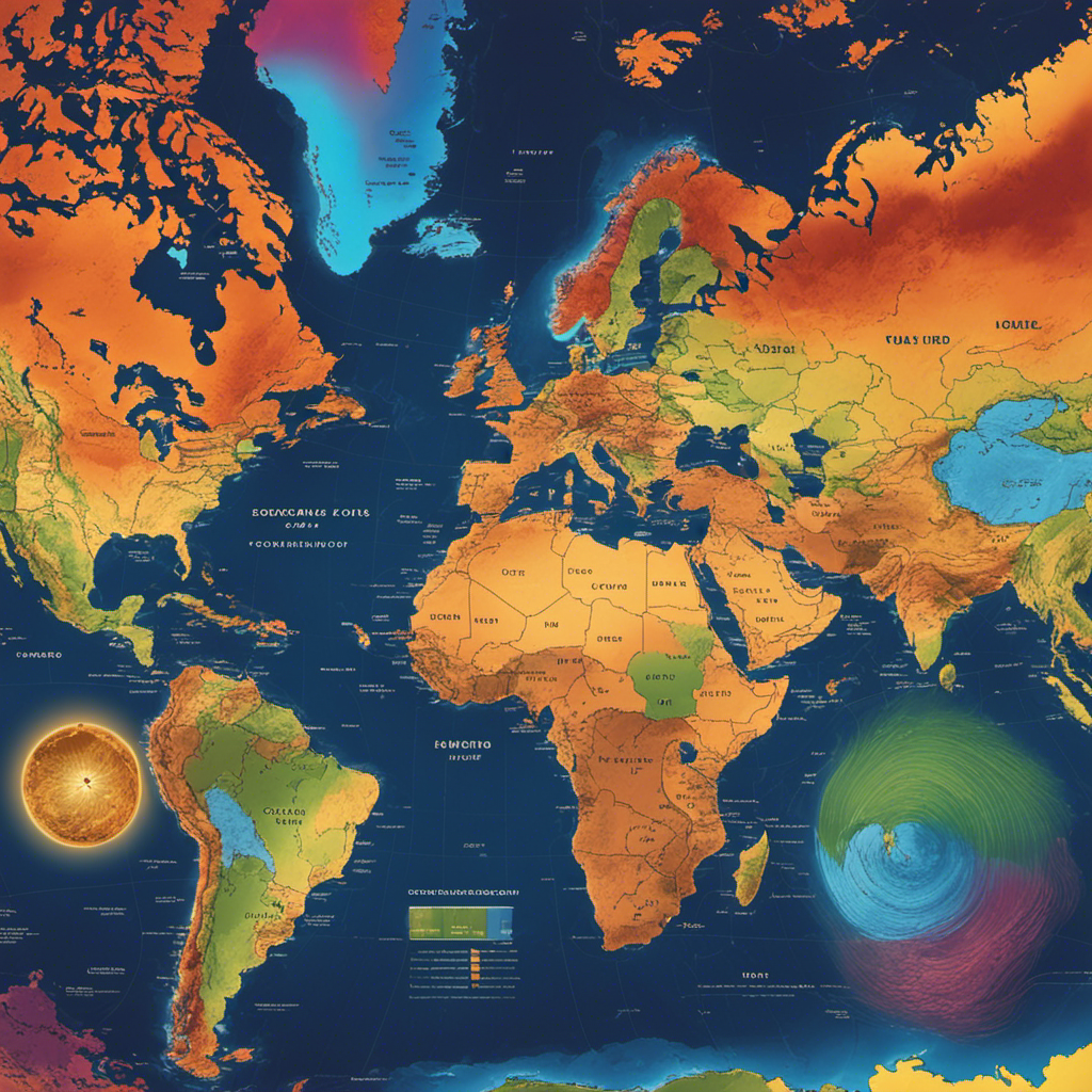 An image depicting a world map illuminated by vibrant colors that showcase the varying degrees of geothermal energy use