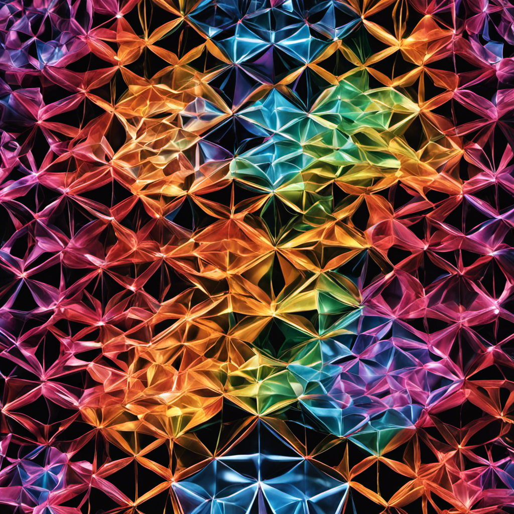An image showcasing a colorful crystal lattice structure, with accurately represented sodium and chloride ions arranged in a precise manner, emphasizing their respective ionic radii