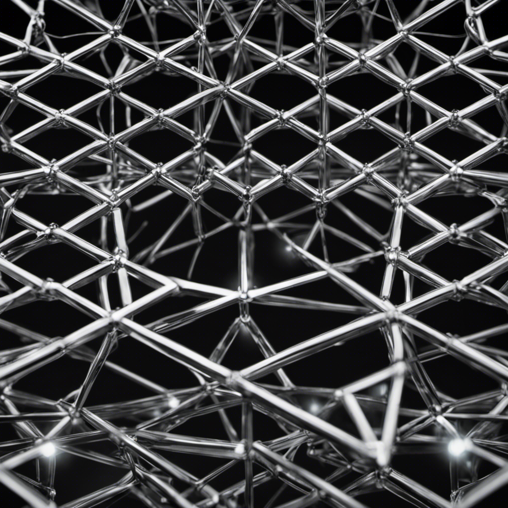 An image showcasing a crystal lattice structure formed by positively and negatively charged ions, emphasizing the strong electrostatic forces between them