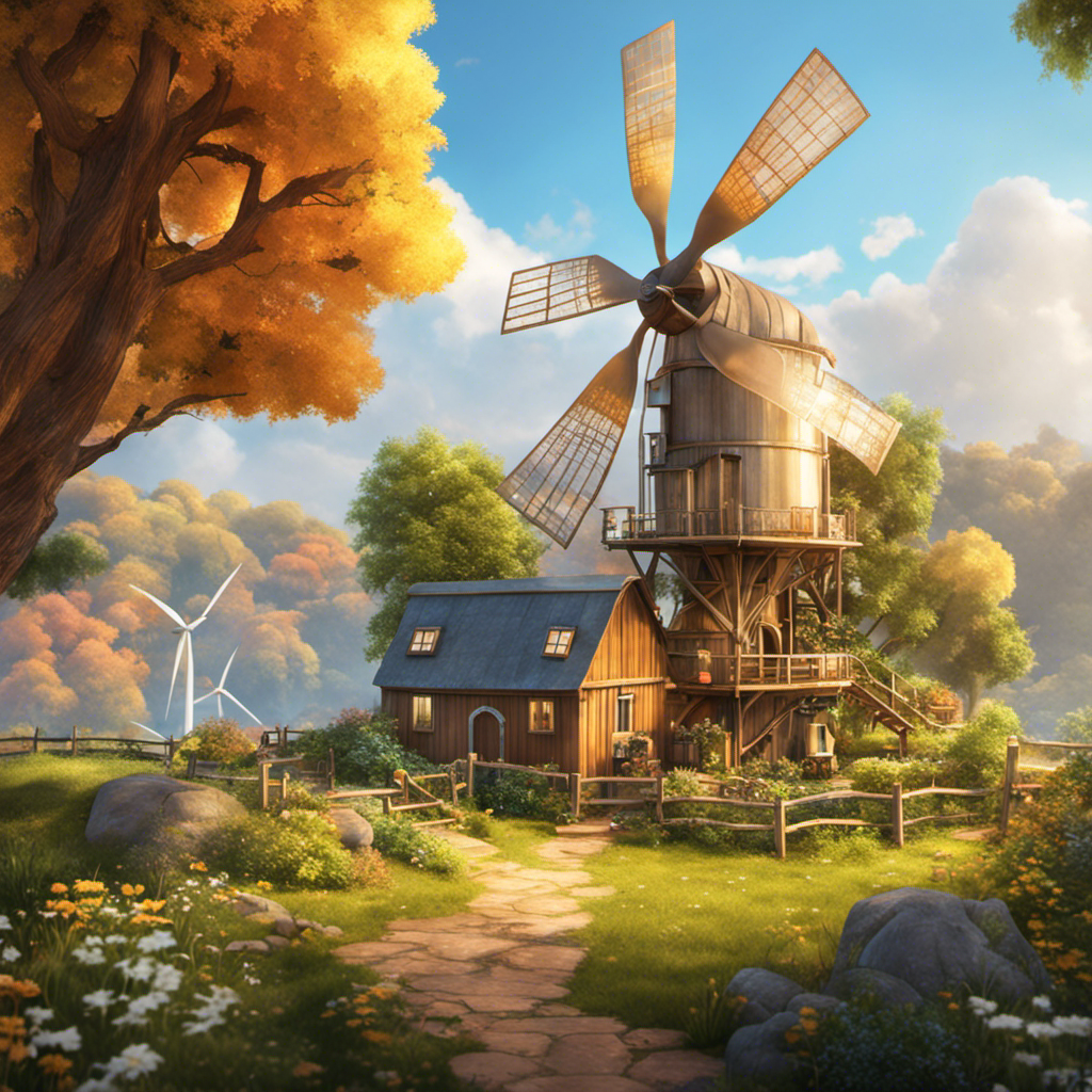 An image showcasing the step-by-step process of crafting a wind turbine in Little Alchemy 2: The bare essentials, mixing air and energy, resulting in a powerful turbine harnessing the wind's force