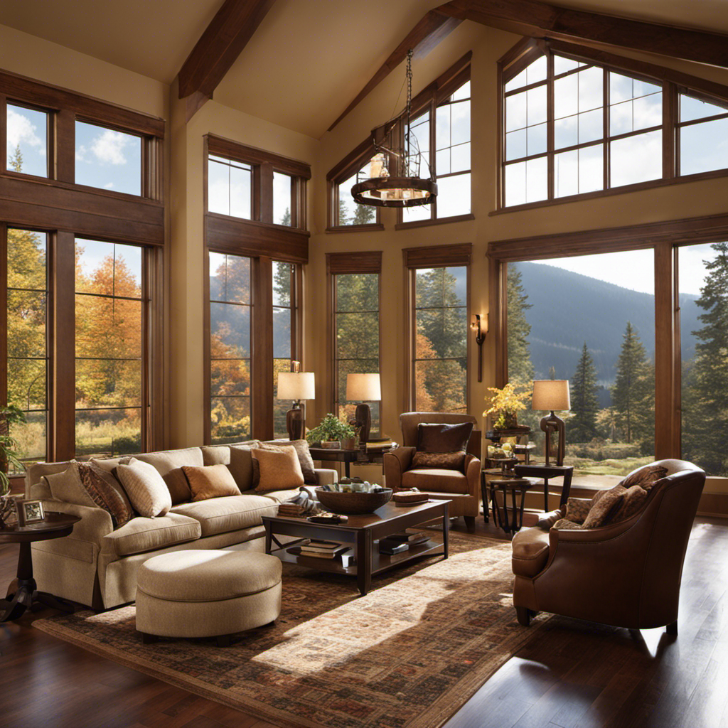 An image showcasing a cozy living room bathed in a gentle warmth emanating from geothermal energy
