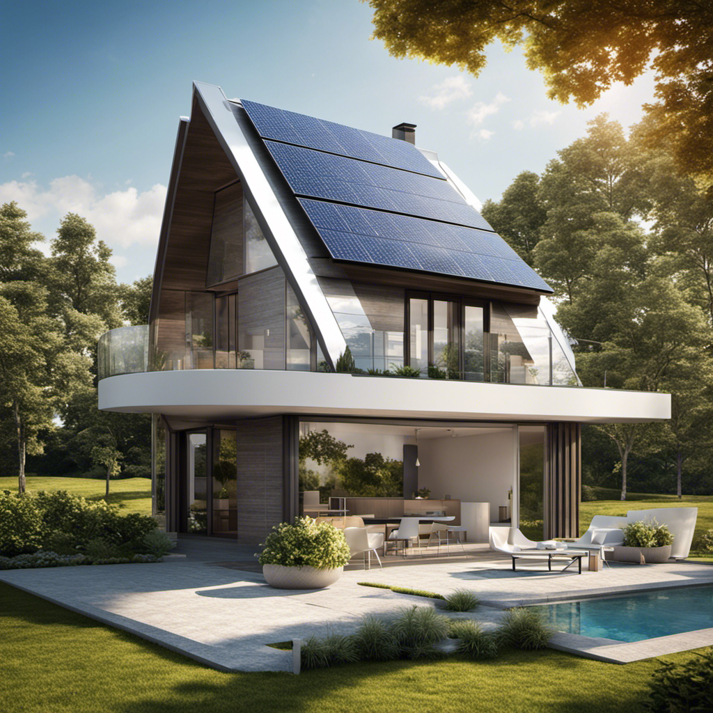 An image showcasing a modern, solar-powered house design