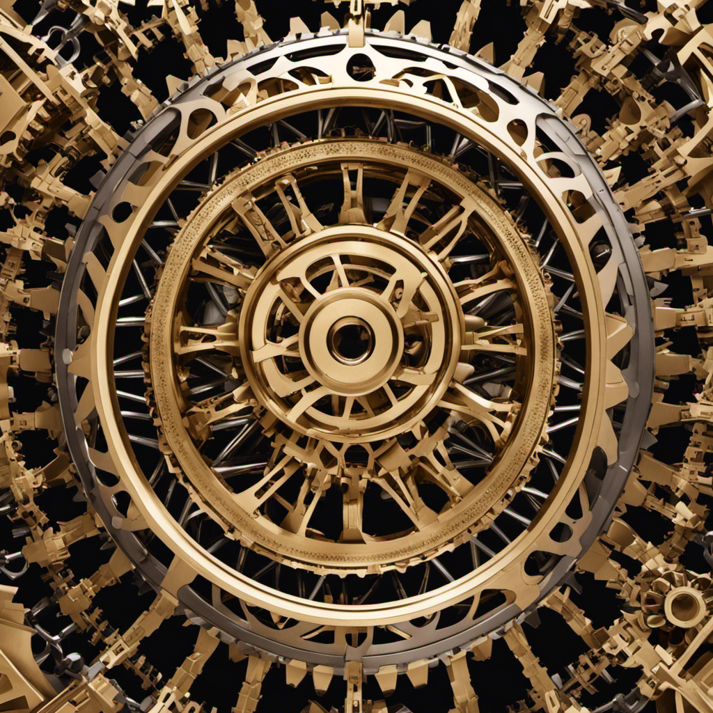 An image showcasing a network of interconnected gears, each meticulously aligned, rotating effortlessly to exemplify the concept of maximizing energy transfer efficiency in processes