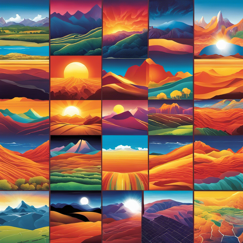 An image depicting a vast landscape of the Earth's surface, with vibrant rays of sunlight cascading down onto each square meter