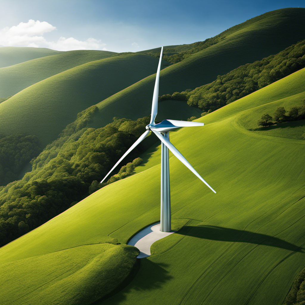 An image that showcases the sleek and innovative Philippe Starck wind turbine, standing tall against a breathtaking backdrop of rolling green hills and a clear blue sky, inviting viewers to explore where to purchase this eco-friendly marvel