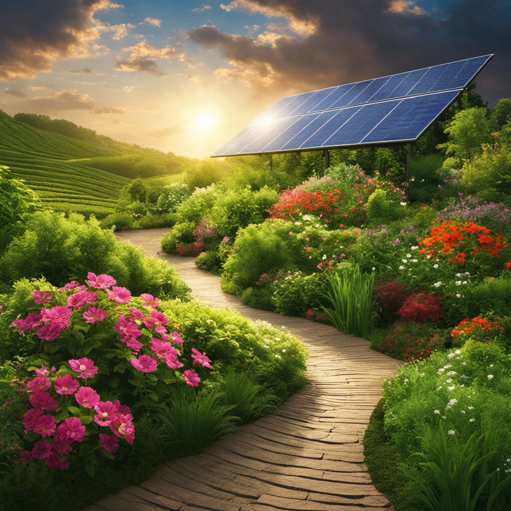 An image showcasing a lush green landscape with vibrant, blooming plants