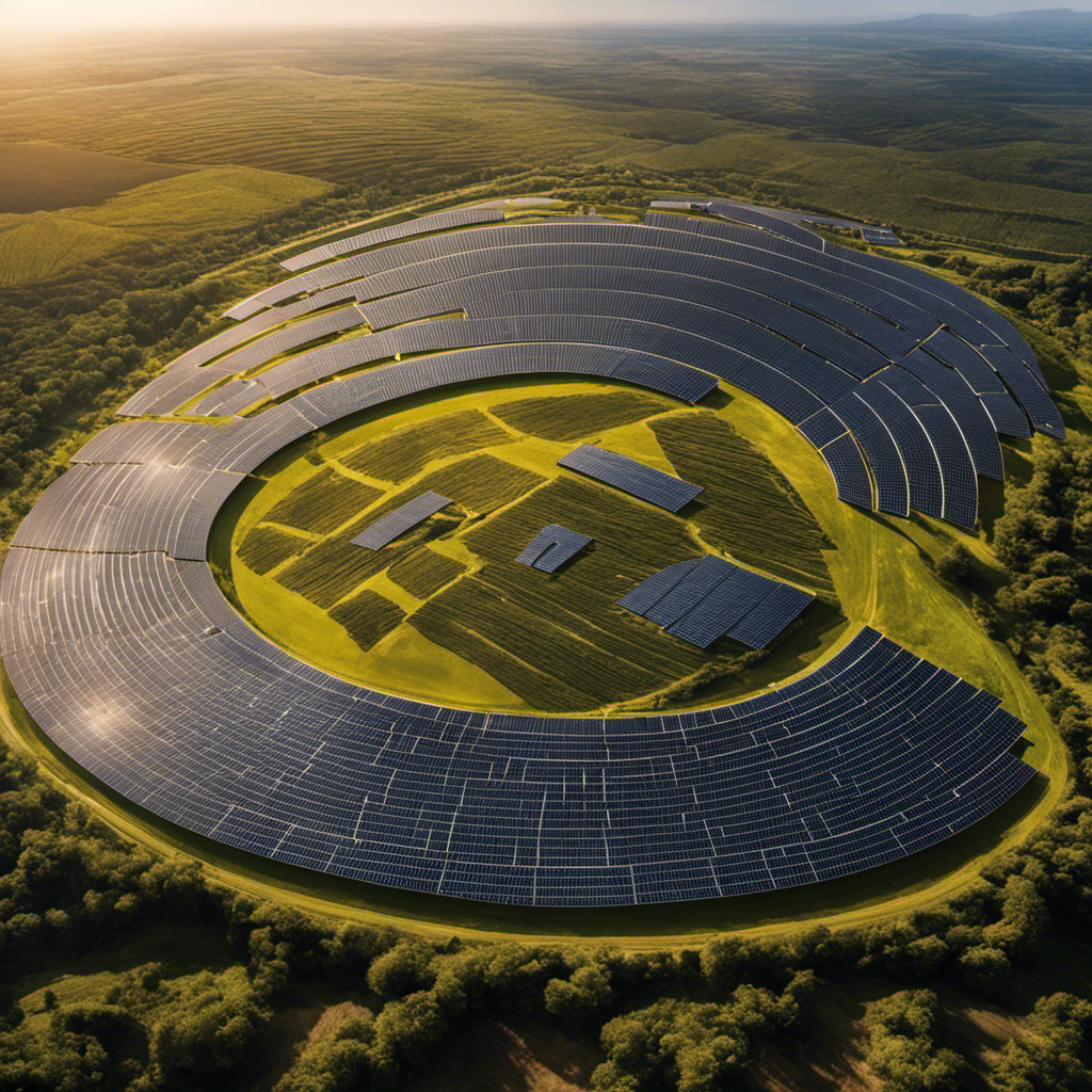 An image showcasing a sprawling landscape with vast solar farms stretching toward the horizon, their sleek panels glistening under the radiant sun, symbolizing the limitless potential of solar project development in shaping a sustainable future