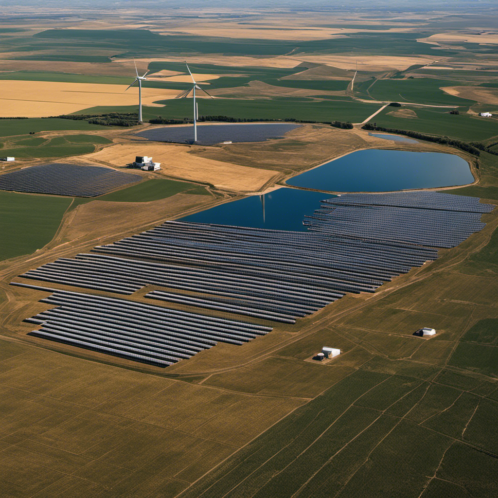 An image showcasing the transition from fossil fuels to solar energy: a vibrant solar farm stretching across a landscape, its gleaming panels reflecting sunlight, juxtaposed with a barren, polluted wasteland