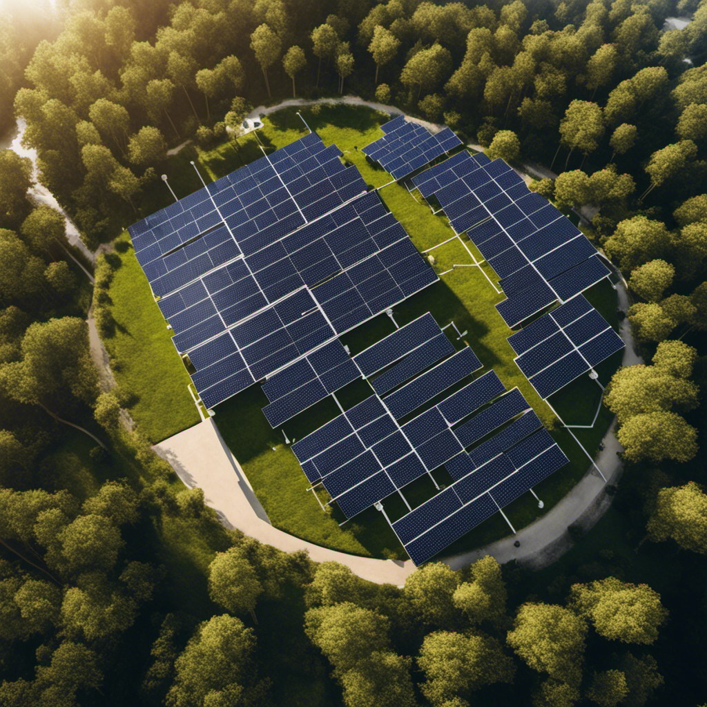 An image showcasing a solar panel array integrated with various recycled materials, symbolizing the circular economy