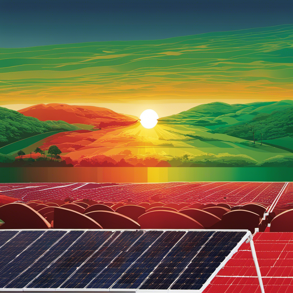 An image showcasing the varying cost of solar energy, using a spectrum of colors that transitions from green to red