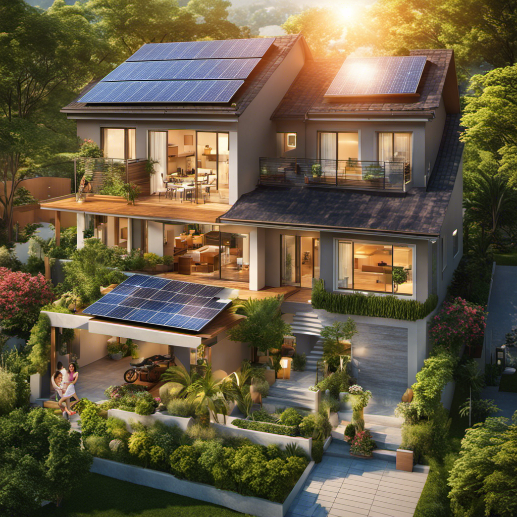 An image showcasing a radiant rooftop adorned with solar panels, glistening under the sun's rays