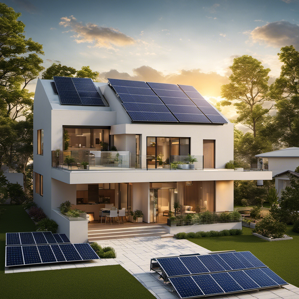 An image depicting a residential rooftop with solar panels, showcasing the benefits of solar leasing: reduced electricity bills, environmental sustainability, and hassle-free maintenance
