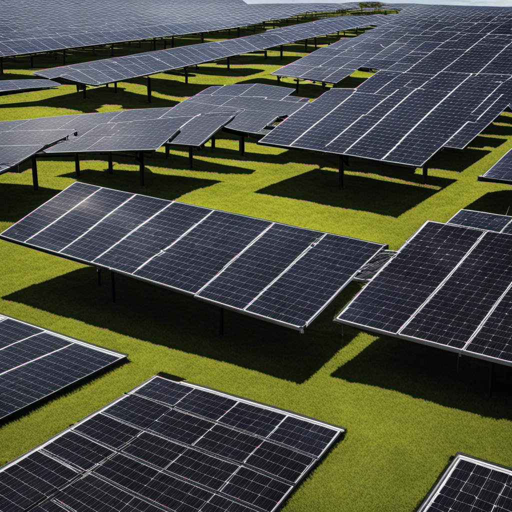 An image showcasing a sunlit rooftop covered in sleek, black solar panels, seamlessly blending with the surrounding environment