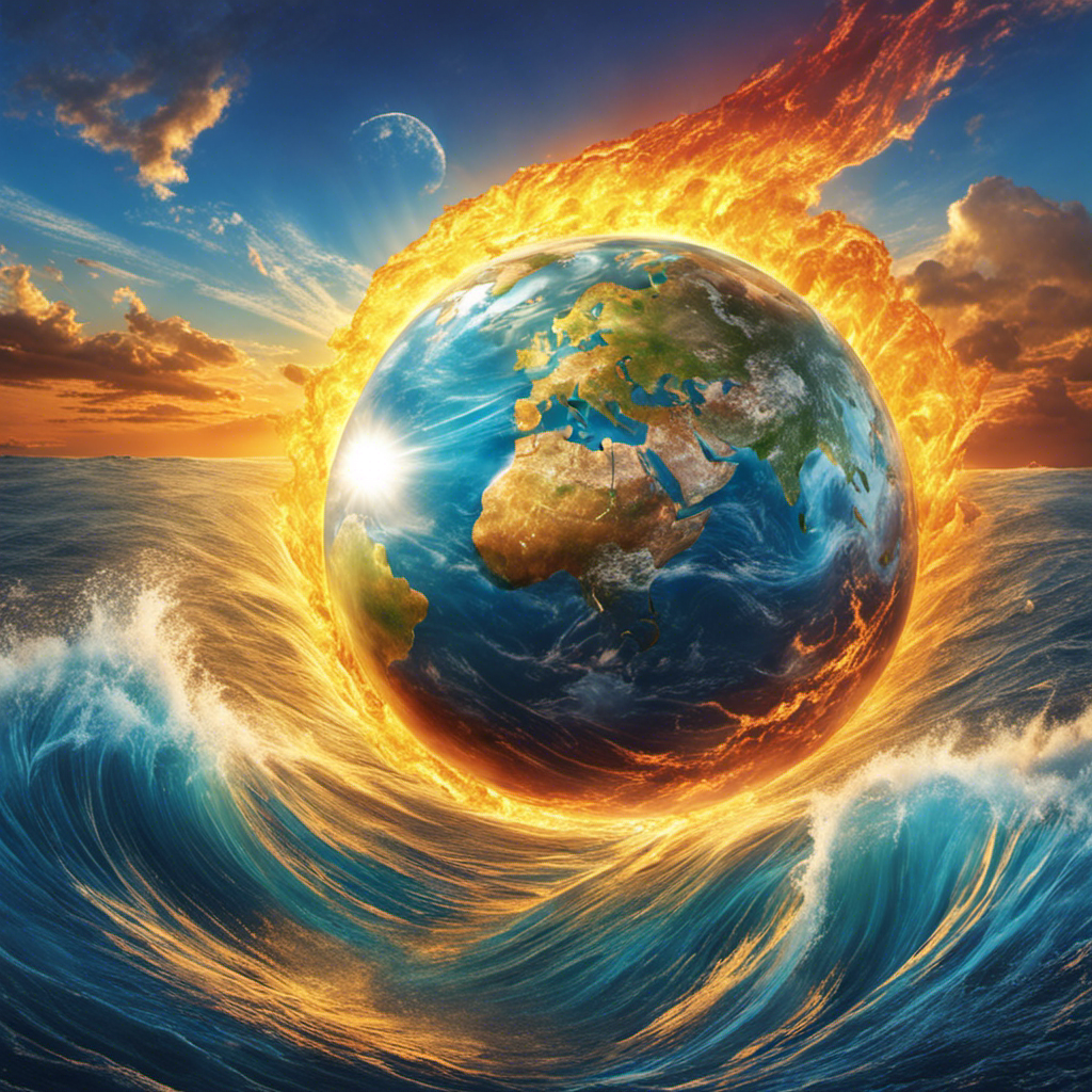 An image illustrating the transfer of solar energy from the sun to the Earth through ocean currents