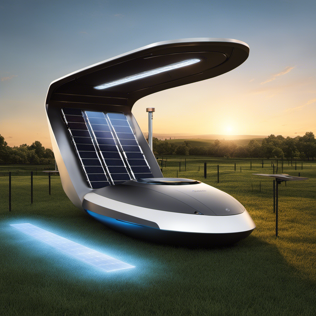 An image showcasing a cutting-edge solar generator with sleek, futuristic design elements