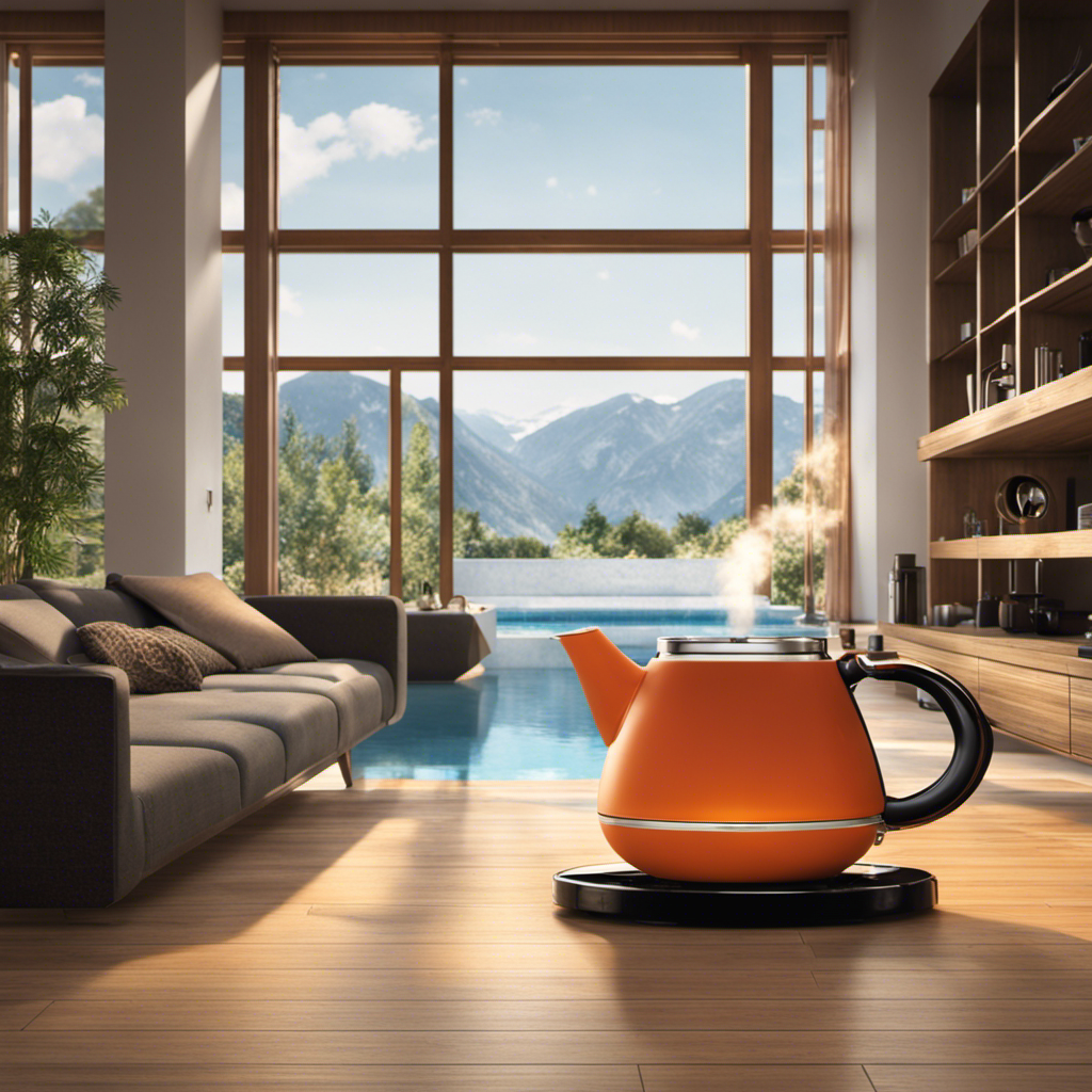 An image showcasing various applications of thermal energy, with a diverse range of objects such as a steaming cup of coffee, a heated swimming pool, a radiant floor heating system, and a boiling kettle