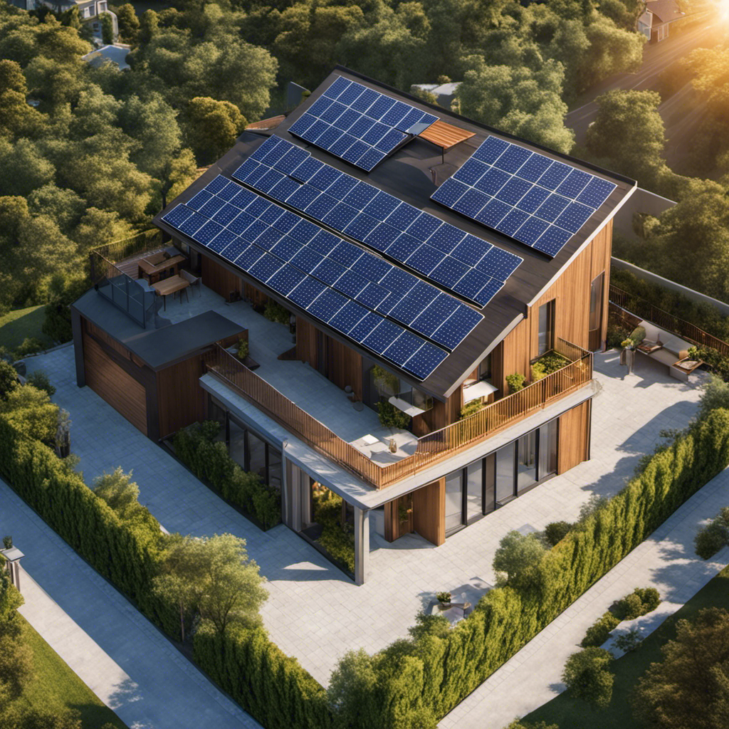 An image depicting a diverse neighborhood with solar panels on every rooftop, showcasing the power of solar energy in providing energy independence