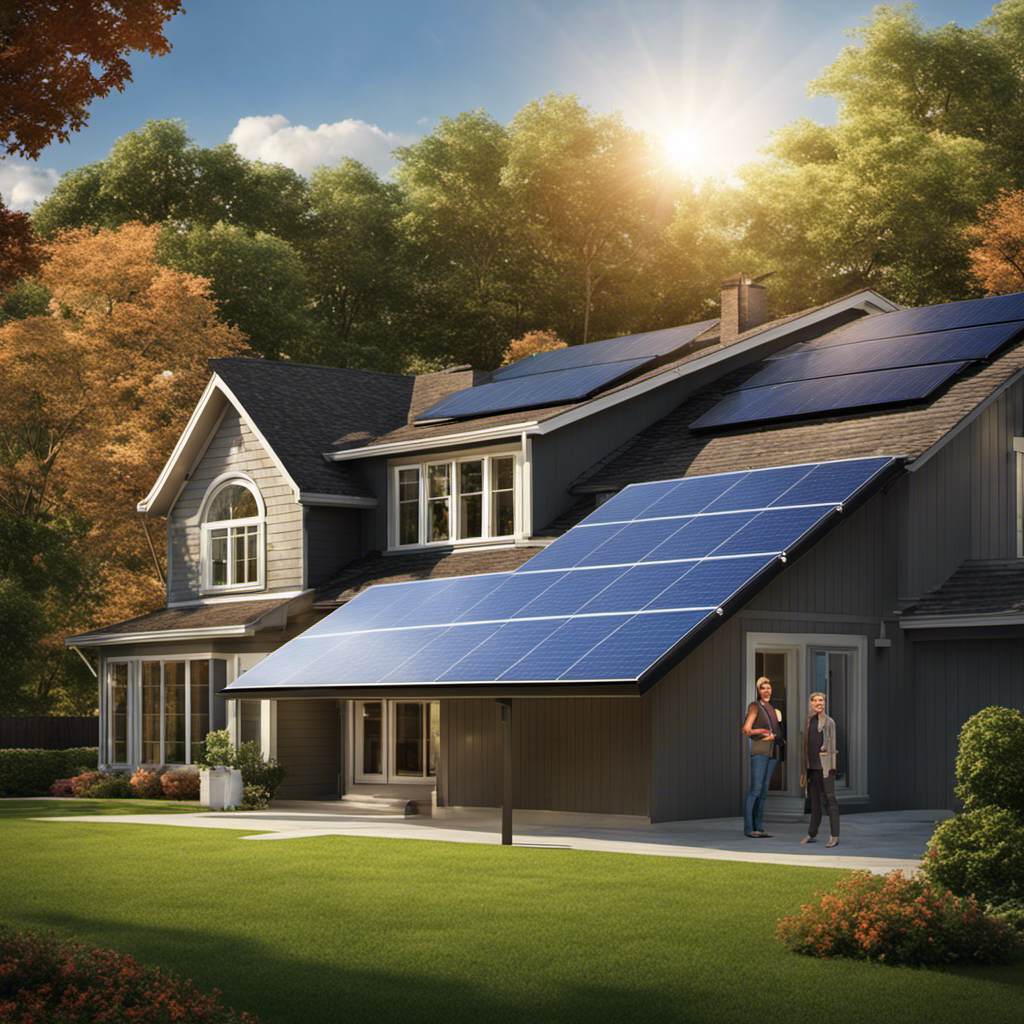 An image depicting a homeowner standing beside a solar panel installation, showcasing the initial high investment cost