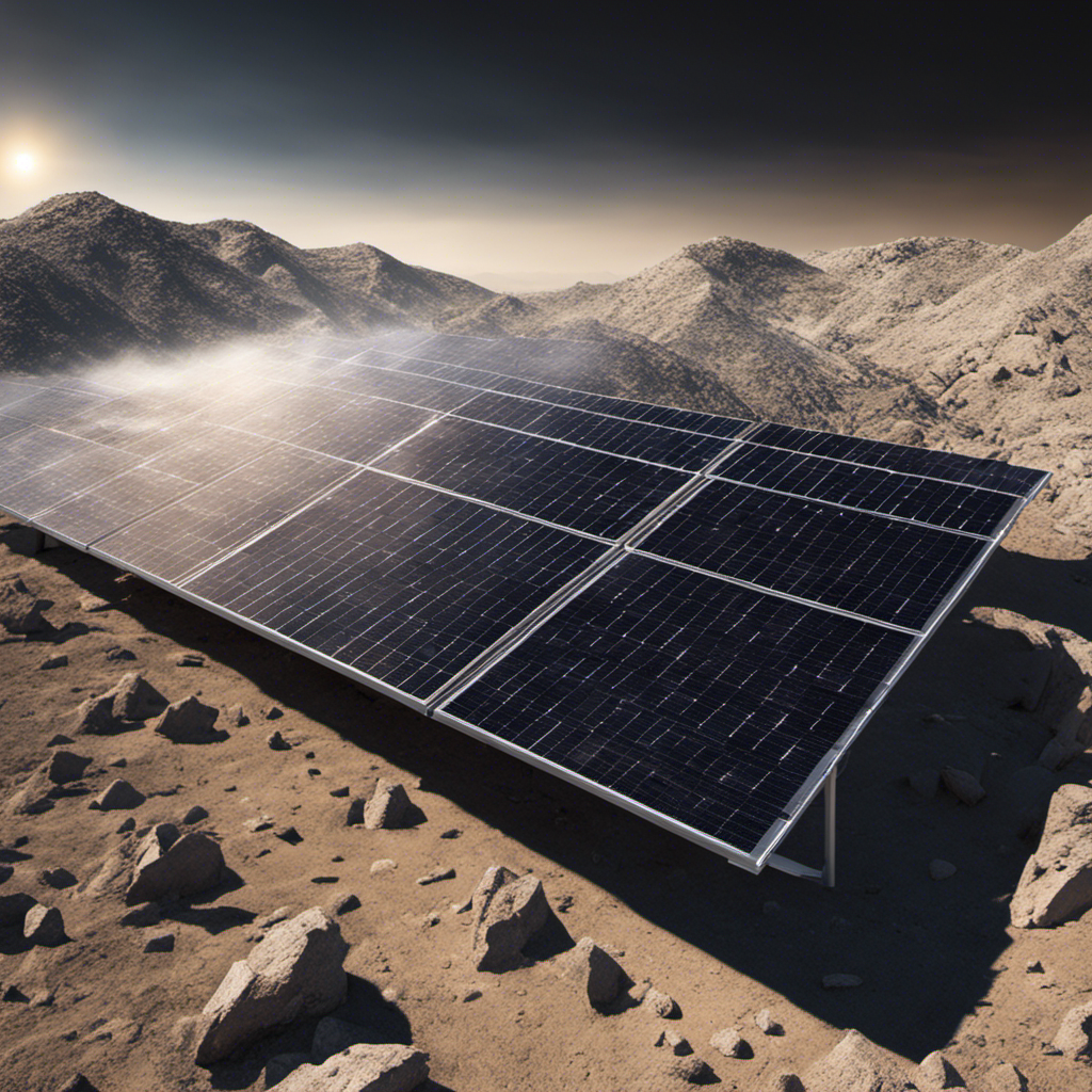 An image of a solar panel covered in dust and debris, surrounded by shaded areas, symbolizing limited efficiency of solar energy