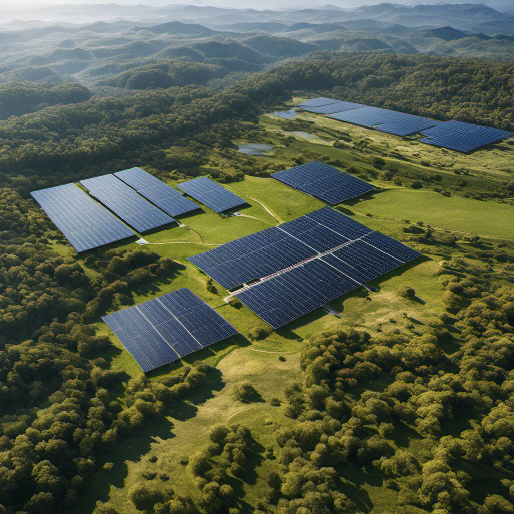 An image depicting a vast landscape with numerous solar panels installed, illustrating the significant land and space requirements of solar energy