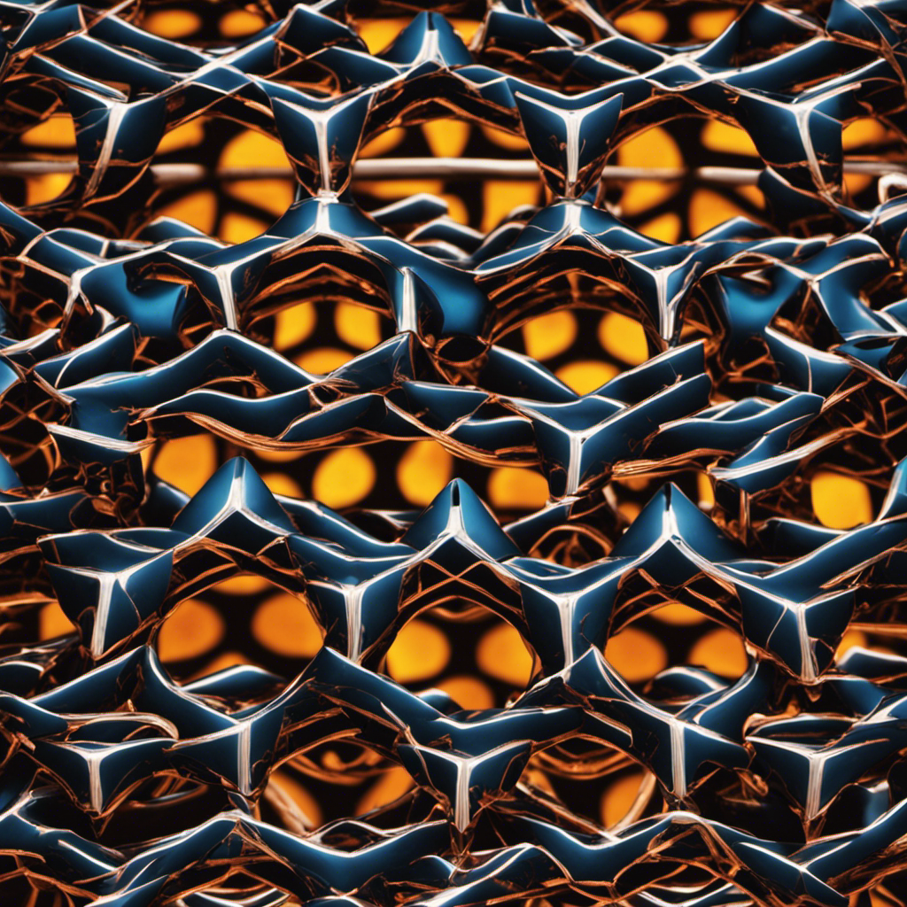 An image showcasing an intricate lattice structure composed of positively and negatively charged ions, surrounded by arrows representing factors such as ion size, charge, and distance, demonstrating the complex interplay that influences lattice energy