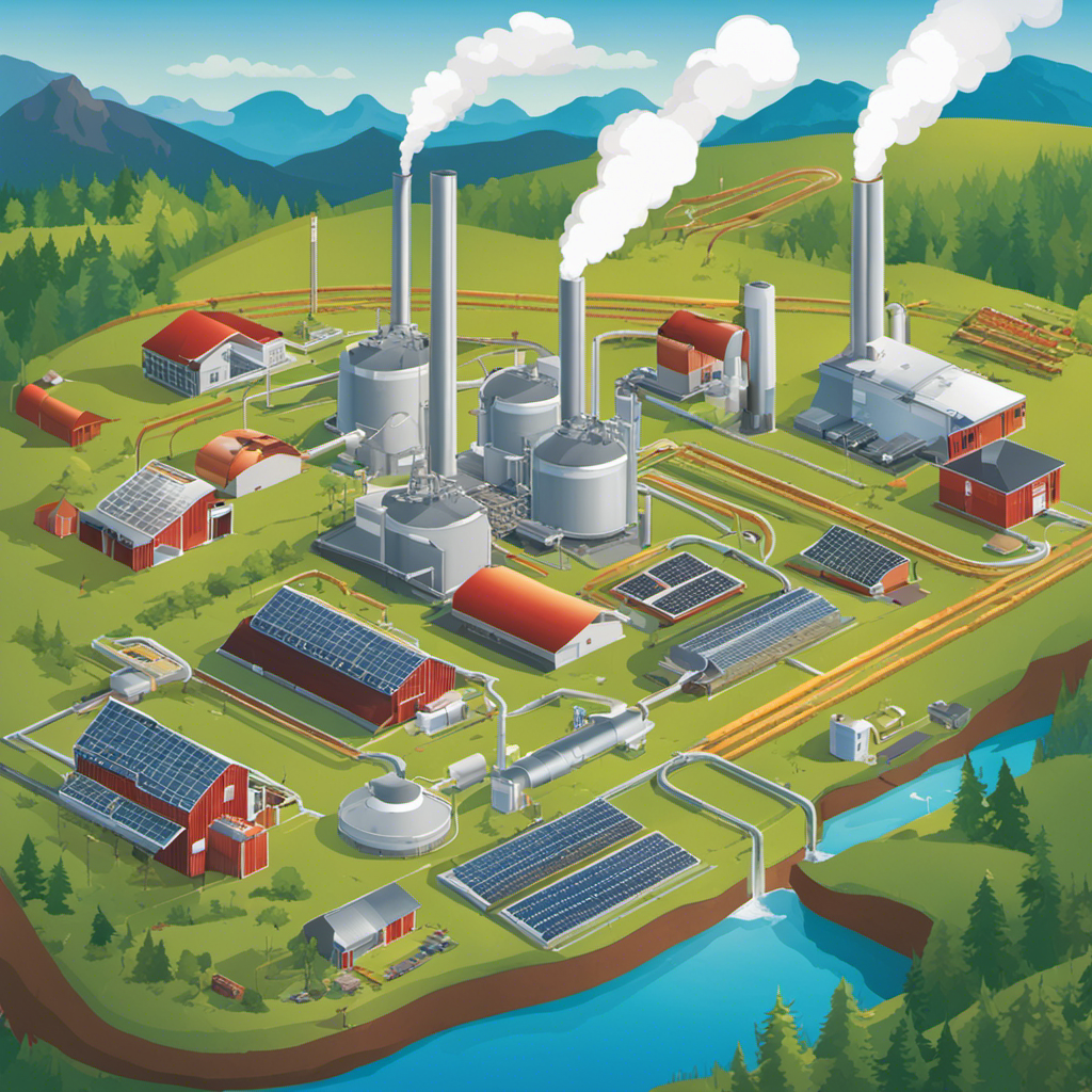 An image showcasing the diverse forms of geothermal energy, with a vibrant illustration capturing the various applications such as geothermal power plants, direct use systems, and ground-source heat pumps