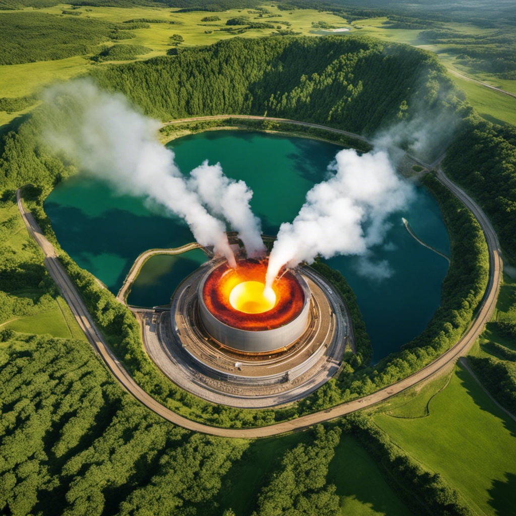 An image showcasing the Earth's vibrant core, with radiant heat and steam rising from geothermal reservoirs