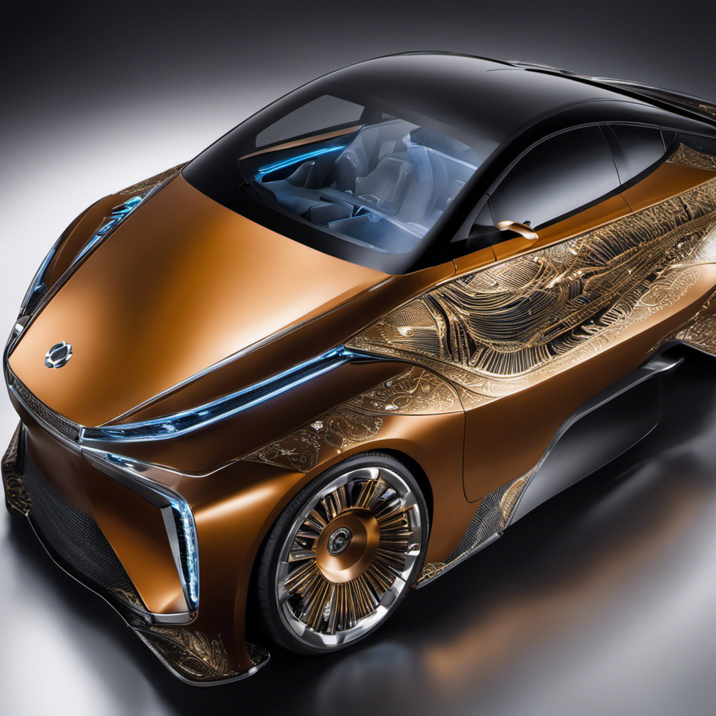 An image showcasing a sleek, modern car with a hydrogen fuel cell system