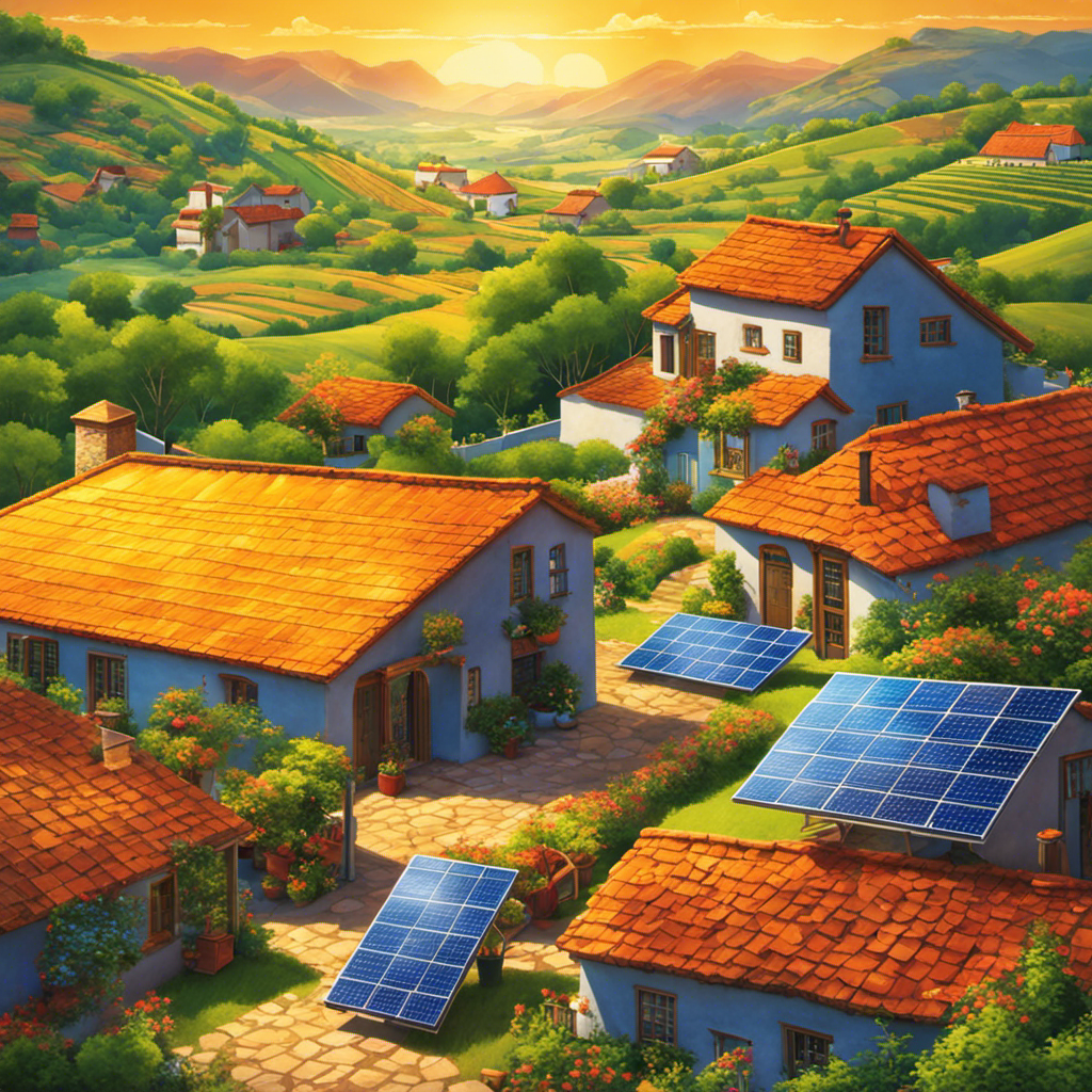 An image showcasing a vibrant landscape with solar panels adorning rooftops and sun-soaked fields, highlighting the diligent efforts of a country that has wholeheartedly embraced solar power as its primary energy source