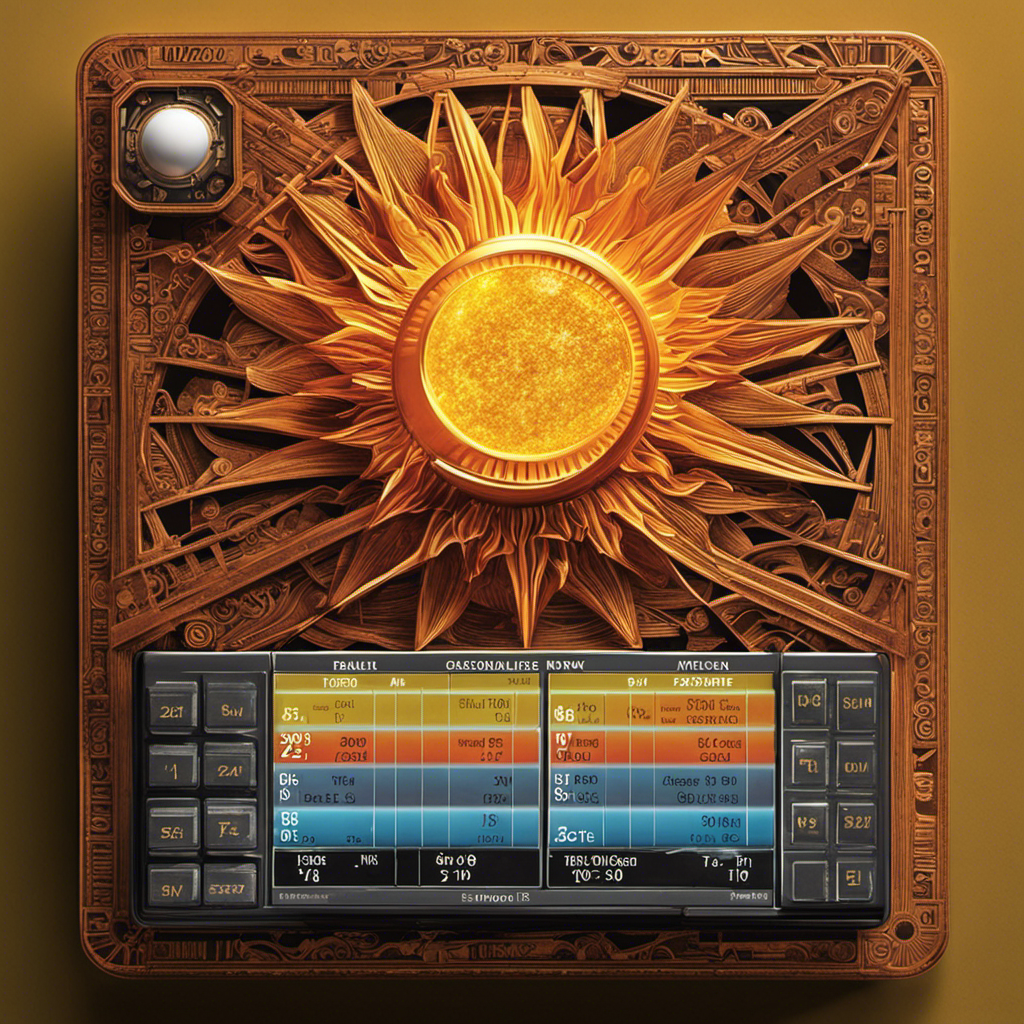 An image showcasing the intricate process of energy transformation from the Sun to a solar-powered calculator