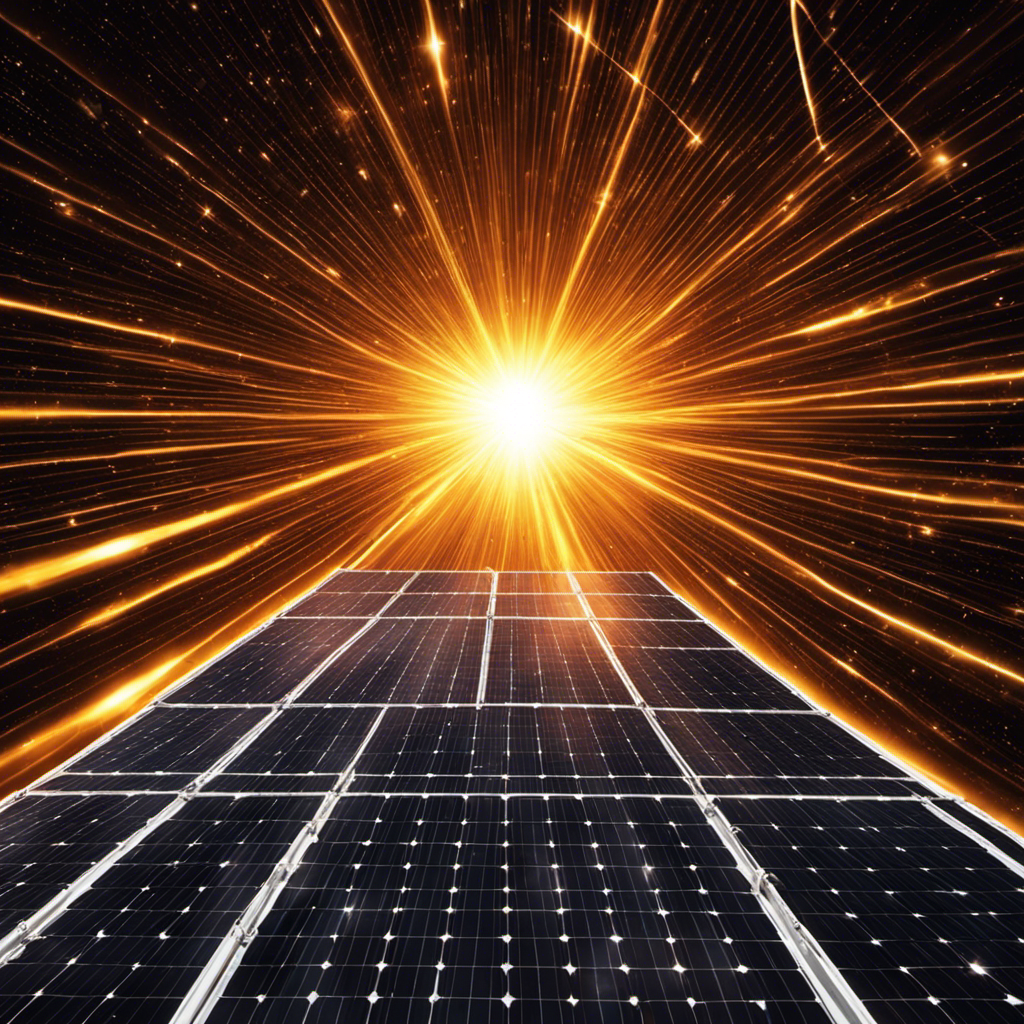 An image showcasing a vibrant sun radiating an intense beam of light onto a solar panel